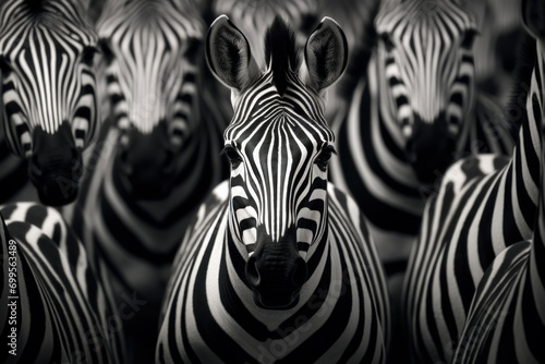 Zebras with Striking Patterns in Black and White.