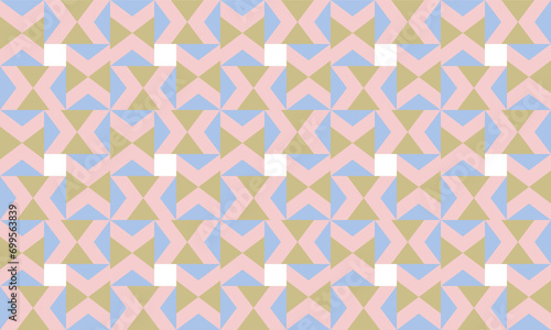 seamless geometric pattern with rectangular block, seamless geometric pattern, Abstract seamless geometric pattern. Geometry gold, blue, and pink triangles grid texture. Chic mosaic block of diamond