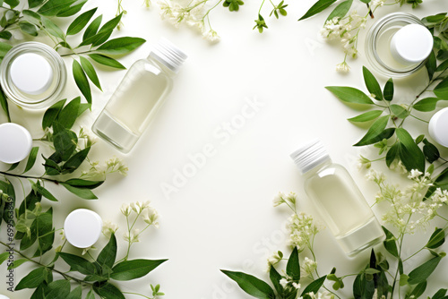 Natural Skincare Products with Fresh Flowers.