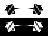 Barbell icons set. Symbol of strength or training. An attribute of sport, achievement, or athlete.