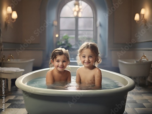 child in the bath