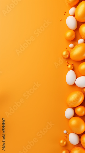 Vertical photo in orange with easter eggs, generative AI