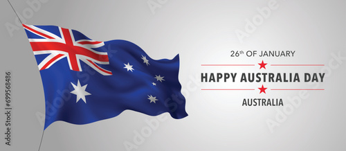 Australia happy day greeting card, banner with template text vector illustration