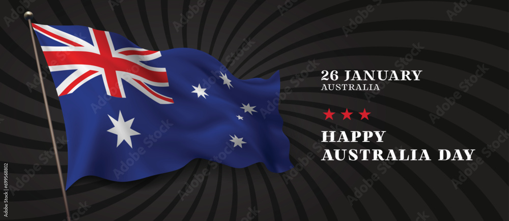 custom made wallpaper toronto digitalAustralia day vector banner, greeting card. Australian wavy flag in 26th of January