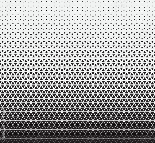 Monochrome Halftone triangle seamless border, geometric repeat pattern background in minimal style