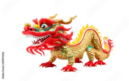 Spirited Serpent: Traditional Chinese Dragon Dance in Full Glory Isolated on Transparent Background PNG. © Faizan