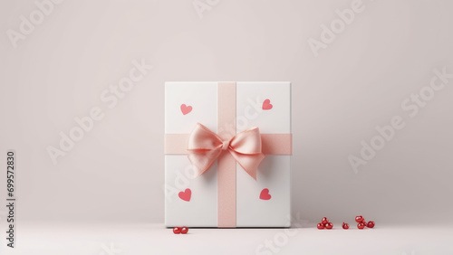 Photo gift box in soft nude colors. Wallpaper. 