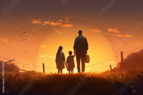 Beautiful family background illustration. Generative AI