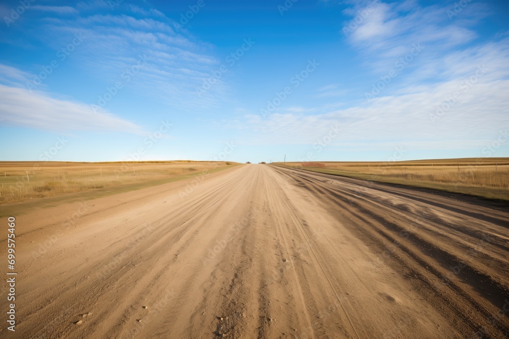 Fototapeta premium perfectly spaced, parallel tire tracks on a remote dirt road