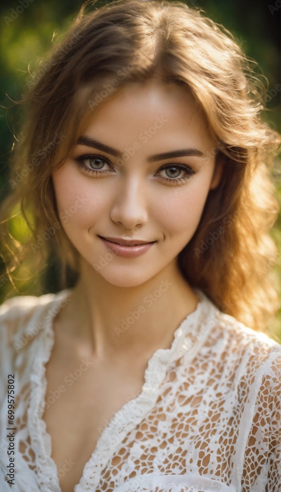 Naklejka premium portrait of a woman with cute smile
