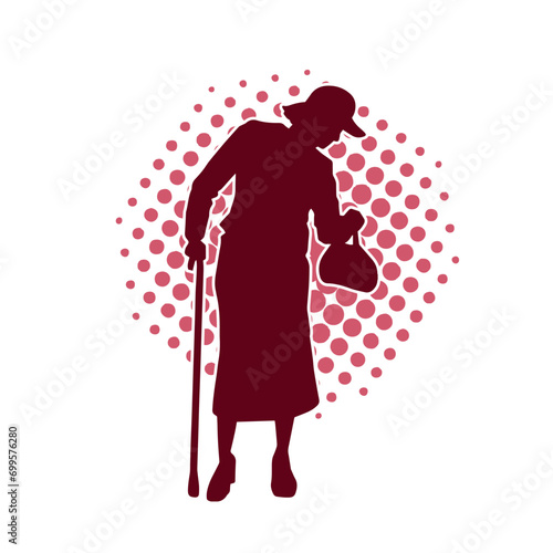 Silhouette of an old woman in pose. Silhouette of an elder female in pose.