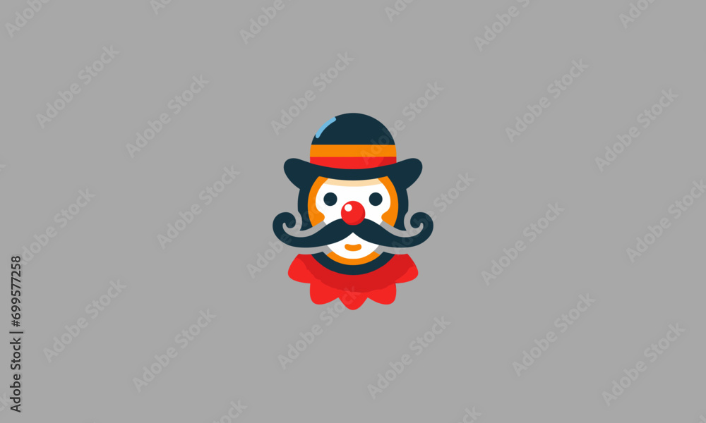 head clown wearing hat vector logo design