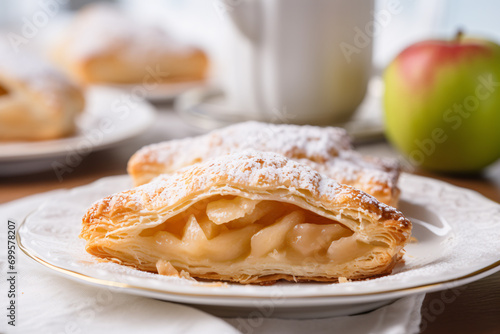 Fresh apple turnover pastry on plate photo
