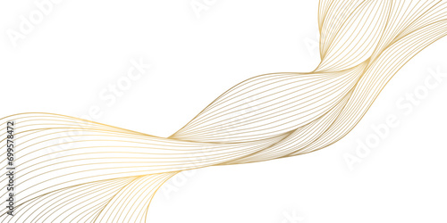 Vector gold wave pattern, abstract luxury background. Elegant design element, curve premium wallpaper, minimal line illustration banner