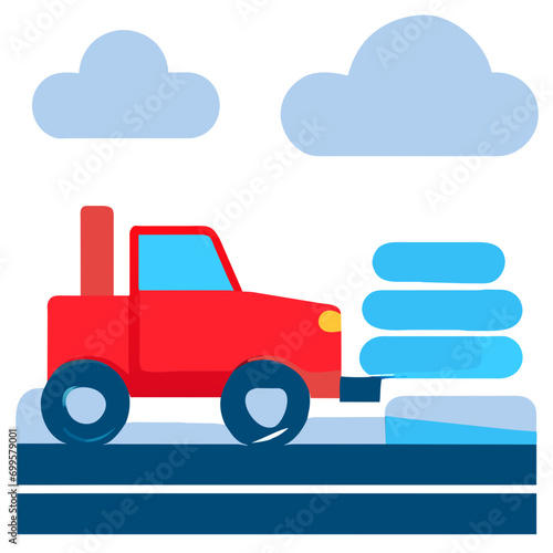 Parking lot with snow removal equipment vektor icon illustation