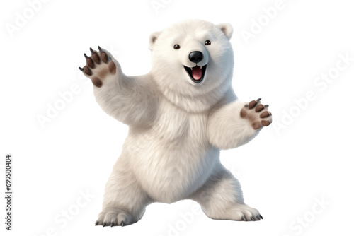 3d cartoon Polar bear on transparent background