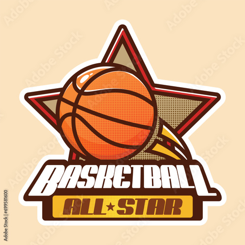 Basketball All Star Logo in Retro Style