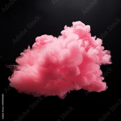 Pink cloud on isolated black background - ai generative