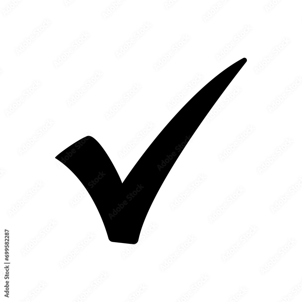 Black check mark icon. Tick symbol in black color, vector illustration. Black check mark icon. Tick symbol in black color, vector illustration.