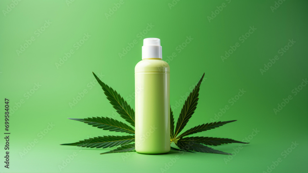 plastic bottle cosmetics on a green background plastic bottle cosmetics on a green background