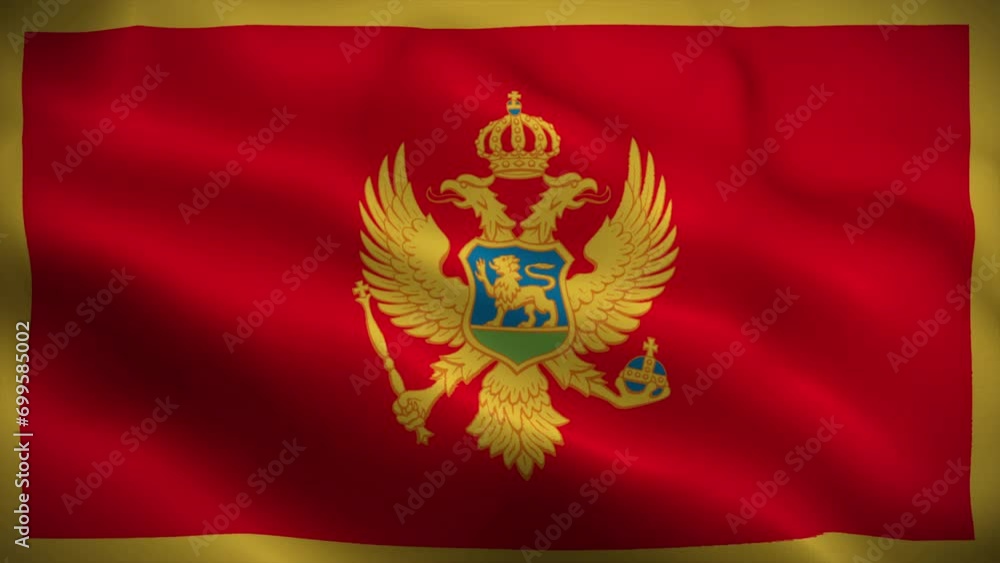 Montenegro flag waving animation, perfect loop, official colors, 4K video Montenegro flag waving animation, perfect loop, official colors, 4K video