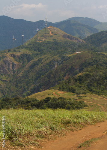 View of operational wind turbine farm