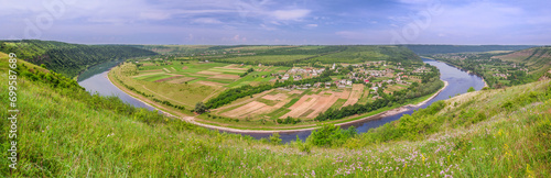 Beautiful panorama of the Dniester river canyon. Ukraine, Europe.