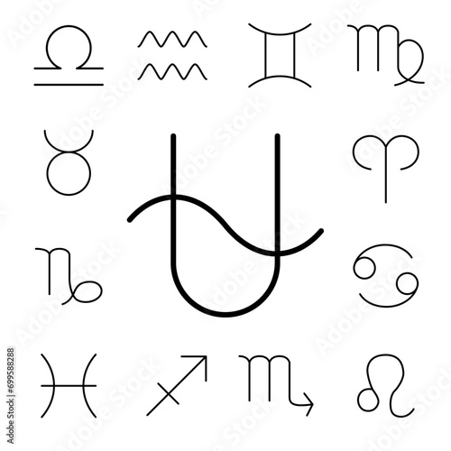 Zodiac signs icon set. Simple icon of the ophiuchus.