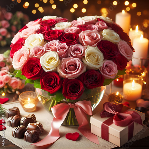Beautiful flowers the present valentine's day background