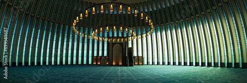 Panoramic view of the interior of Ali Kuscu Mosque in Istanbul Airport photo