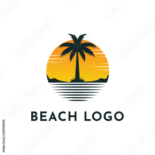 Beach logo design vector template