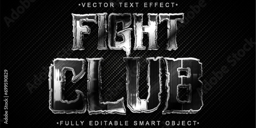 Dark Silver Shiny Fight Club Vector Fully Editable Smart Object Text Effect photo