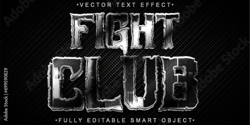 Dark Silver Shiny Fight Club Vector Fully Editable Smart Object Text Effect