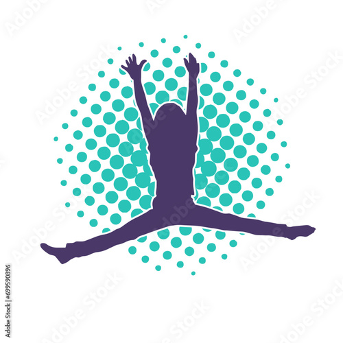 Silhouette of a happy woman jumping pose. Silhouette of a girl model jumps.