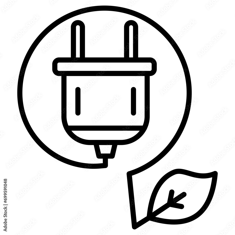 Obraz premium Eco Power Socket Icon of Sustainable Energy iconset.