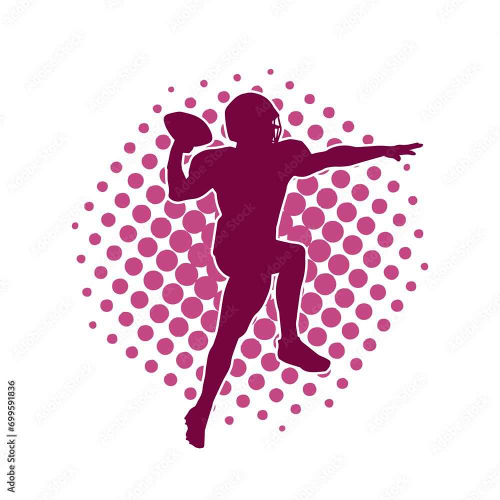 Silhouette of a male american football athlete in action pose. Silhouette of a male american football athlete in action pose.
