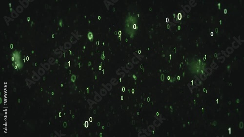3d Digital Binary Code Data Background/ 4k animation of an abstract binary data code digits and numbers with depth of field and blur effects photo