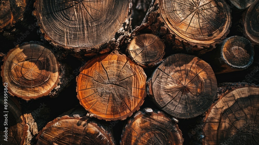 Wood log. Cut logs close-up. Top view Wood log. Cut logs close-up. Top view