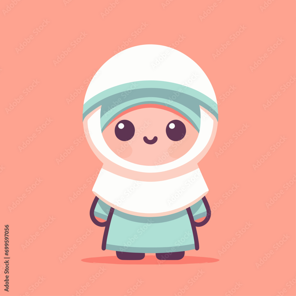illustration of a child in Muslim clothing. Muslim kids. Islamic children cartoon characters. flat design