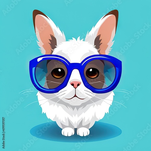 drawn cat in sunglasses on a colored background