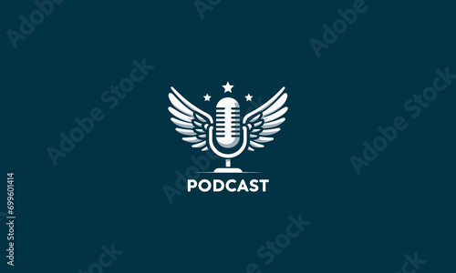 microphone with wings vector logo design