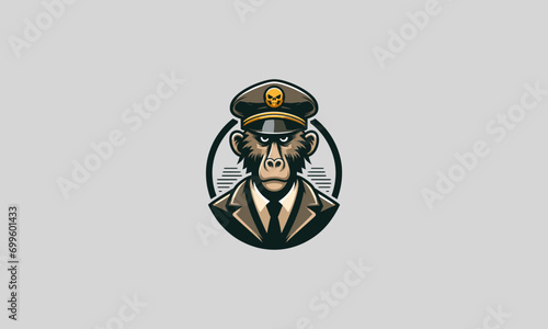 head baboon wearing captain hat vector mascot design