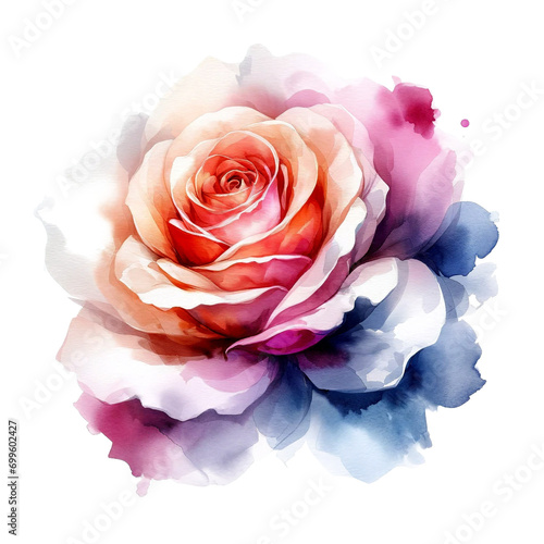 Vibrant Watercolor Rose with Transparent Background for Elegant Designs  Watercolor Rose  Transparent Floral  Elegant Flower Art