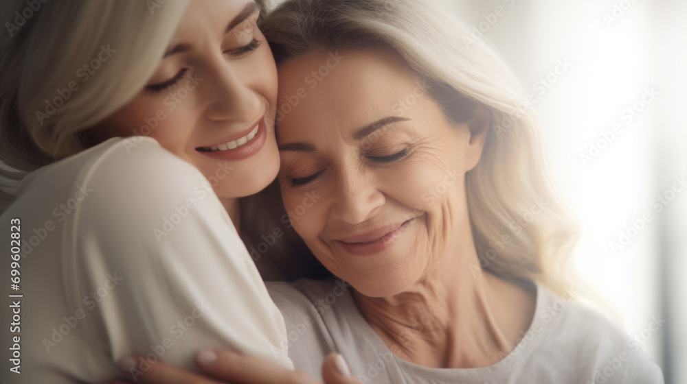 Happy senior woman enjoying in daughter's affection on Mother's day. Happy senior woman enjoying in daughter's affection on Mother's day.