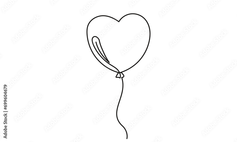 Heart drawing. single continuous line drawing of balloon hearts.Valentine's Day concept. illustration for postcards, business cards, invitations, wedding cards, valentine. 