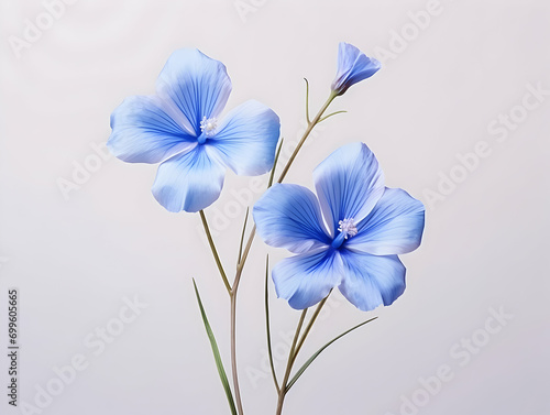 Flax flower in studio background, single flax flower, Beautiful flower images