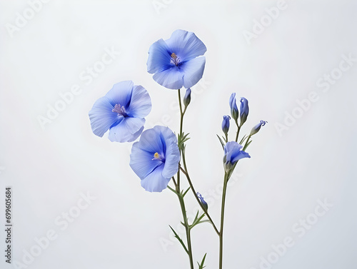 Flax flower in studio background, single flax flower, Beautiful flower images