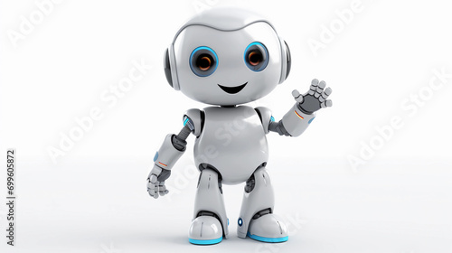 Happy kid robot isolated on white background 