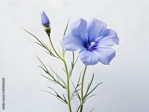Flax flower in studio background, single flax flower, Beautiful flower images