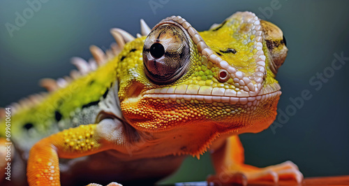 close up of a chameleon lizard, ai generated